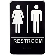 Hillman 844149 Unisex Restroom Sign with Braille 6&quot; x 9&quot;, White - €15,79 EUR