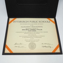 Diploma Vintage Della Allegheny High School 1940 Pittsburgh PA - £55.79 GBP