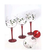 Pfaltzgraff Winterberry Wine Goblet Set Of 4 Etched and Handed Painted H... - €31,11 EUR