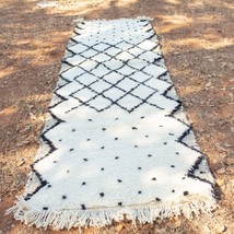 Rug Moroccan Runner Rug 2x8 ft Long Beni Ourain Runner Handmade Wool Kitchen Mat - $282.15