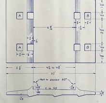 1949 Railroad Bangor Aroostook Ribbed Canted Tieplate Blueprint H25 DWDD14 - £66.44 GBP