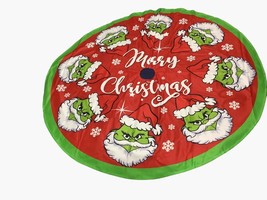 Grinch Christmas Tree Skirt Cover 48&quot; Xmas Decor Decorations Red Green W... - £17.95 GBP