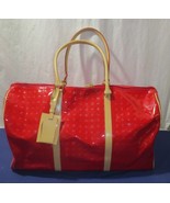 Arcadia 100% Genuine Patent Leather LARGE Weekender Duffel Bag RED - $75.00