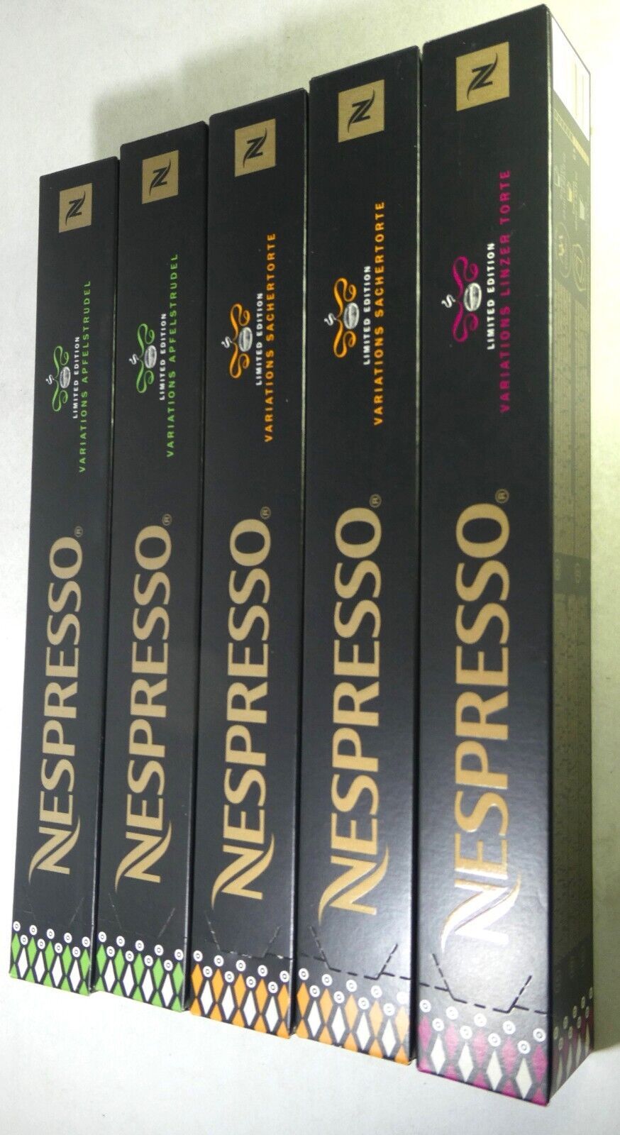 OFFER  !! Nespresso 5 Sleeves (LINZER,APFELSTRUDEL & )LIMITED,Read - $200.00