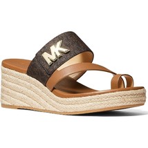 Women&#39;s Michael Kors Jilly Mid Wedge Sandals Brown/Acorn Signature Logo ... - $119.00