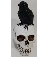 Spooky Mystery Raven On Skull Gothic Crow Statue Halloween Home Decor - $489.99 MXN