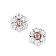 2.30ct Natural ARGYLE Rounds Fancy Pink Diamonds Earrings 18K White Gold VS-SI - £13,201.64 GBP
