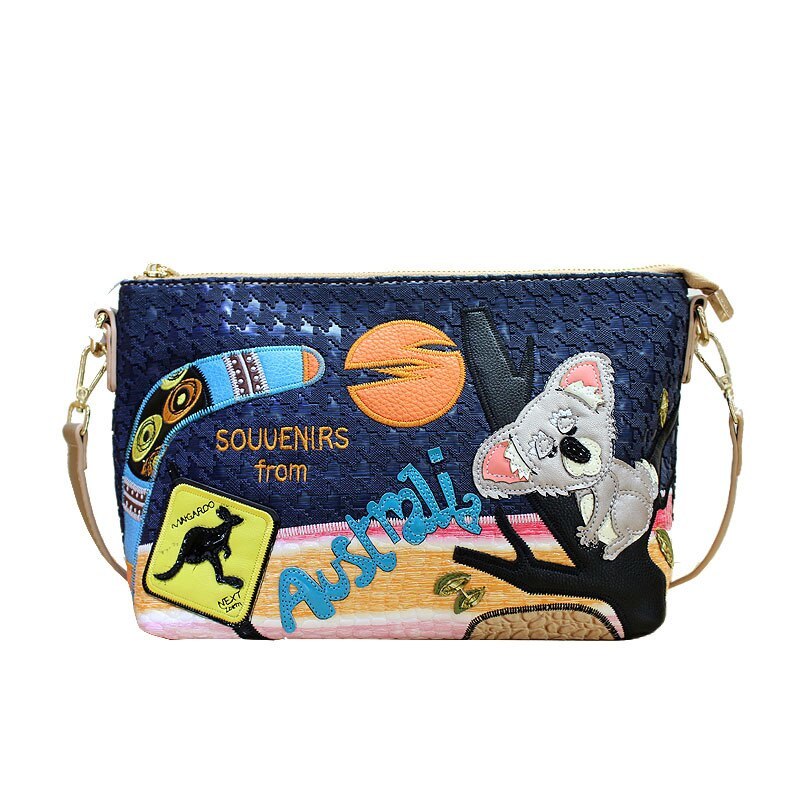 Women Bags Leather Patchwork Embroidery Messenger Bag Girl Shoulder Bags Female  - $99.69