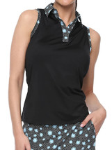 NWT Ladies BELYN KEY Onyx Black Moonstruck Action Sleeveless Golf Shirt S M L XL - £33.80 GBP