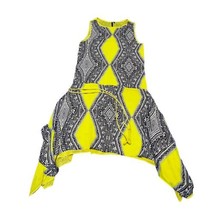 Kay Celine Tribal Print Drop Waist Shift Dress Yellow Black Asymmetrical... - $28.04
