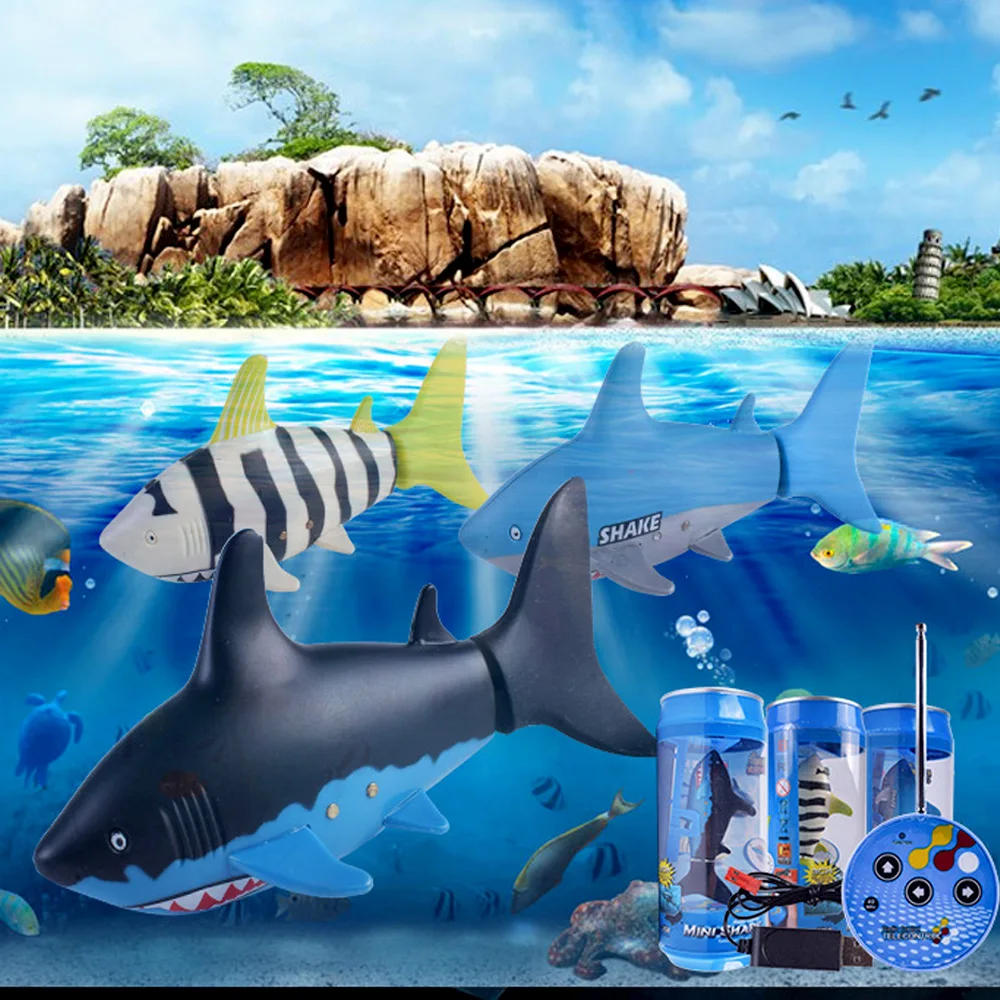Funny Mini Remote Control Shark Toy Swim in Water Electric RC Fish Can Toy for - £21.23 GBP