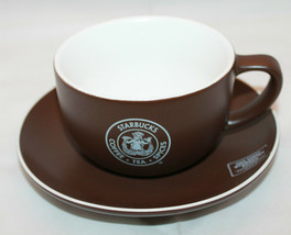 2008 Starbucks Coffee Pike Place Market Brown  Mug Cup Saucer Set  AS-IS - £31.82 GBP