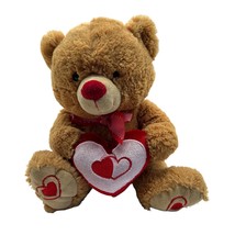 Dan Dee 14&quot; Valentines Day Tan Bear Holding Heart Pillow Love Plush Stuf... - $16.82