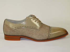 Men's Giovanni Shoes High Quality Leather/Fabric Cap Toe REED Natural Tan image 7