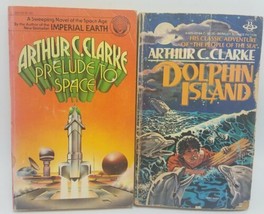 Lot of 2 Vintage Arthur C Clarke Paperback Novels Dolphin Island Prelude Space - £8.64 GBP