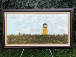 FLAVIA WEEDN Original 1960s HUGE ABSTRACT SUNFLOWER GIRL LANDSCAPE LARGE... - $2,100.00