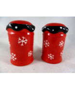 Christmas Red with White Snowflakes Salt And pepper Shakers 4&quot; X 2&quot; Unused - $12.17 CAD