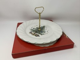 Nikko Christmastime 10-3/4&quot; Serving Tray with Handle Japan Christmas Tre... - $23.70