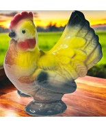 Vtg Folk Art Rooster Chicken Ceramic Figurine Farmhouse Decor 6&quot; - $302.15 MXN