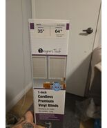 Designer&#39;s Touch 1&quot; Window Vinyl Blind White Mini Blind 35&quot; x 64&quot; Cordle... - $2.97