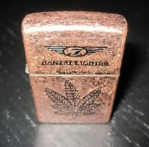 Vintage Brass Tone Art Deco Marijuana Cannibas Pot Leaf Flip Top Style Lighter - £11.93 GBP