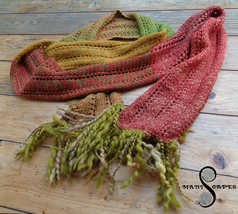 Super long narrow hand-knitted scarf in fall colors - lightweight, soft,... - $80.00