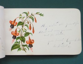 1878 Antique Autograph Album Newport Nh Ora Marshall Fine Leather Floral Book - £97.27 GBP