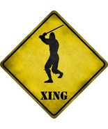 Ninja Standing With Sword Overhead Xing Novelty Metal Crossing Sign - £21.54 GBP