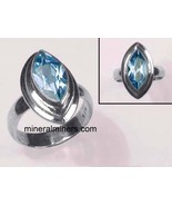 Faceted Topaz Ring, November birthstone ring, Sterling Silver Ring, Blue... - $75.00