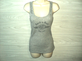 Aeropostale Tank Top Women&#39;s Size L Gray Rock &amp; Roll Sequined Straps Stretchy - £9.20 GBP