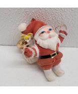 Vintage Christmas Flocked Santa Claus With Toy Sack Ornament 3.5&quot; - $40.46 CAD