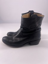 Frye Ankle Boots Womens Size 7.5 B Black Leather Booties Anna Shortie Basic - $83.85