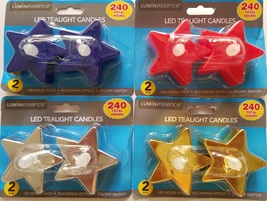 Patriotic Flickering LED Star Candles 2”H X 2.5”D 120 Hours 2/Pk, Select: Color - £2.36 GBP