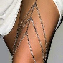 Sexy Rhinestones Leg Thigh Chain for Women Shiny Crystal Silver Color Waist gift - £7.91 GBP