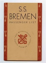 S S Bremen 1931 Third Class Passenger List North German Lloyd New York B... - £43.14 GBP