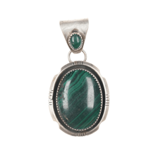 Vintage Native American silver and malachite pendant - £99.72 GBP