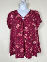 Lane Bryant Womens Plus Size 22/24 (2X) Pink Floral Stretch Top Short Sleeve - £14.41 GBP