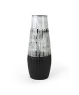 19&quot; Black White and Gray Patterned Lines Ceramic Vase - $2,836.59 MXN