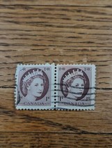 Canada Stamp Queen Elizabeth II 1c Used Strip of 2 - $2.49