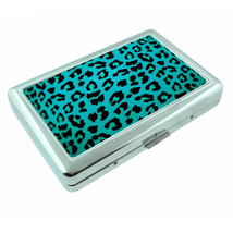 Animal Prints D11 Silver Metal Cigarette Case RFID Protection Teal Leopard - £13.14 GBP