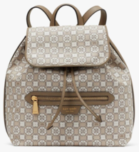 Kate Spade Flower Monogram Mia Flap Backpack NWT Taupe White $348 Retail... - £119.38 GBP