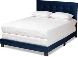 Baxton Studio Caprice Beds (Box Spring Required), Queen, Navy Blue/Black - $156.27