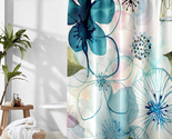Sage Green Shower Curtain Sets Watercolor Teal Floral Plant Leaves Moder... - $23.52