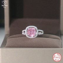 Simulated Pink Diamond Ring Real 925 Sterling Silver Party for Women Anniversary - £71.38 GBP