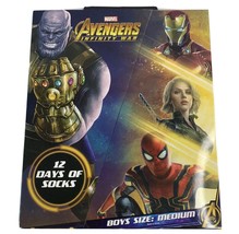 Marvel Kids Socks Avengers Infinity War 12 Days Christmas 12pk Size M 9-2.5 - £15.96 GBP