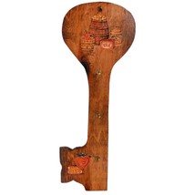 Vintage 1970s Homemade Decoupage Wood Key Hook Wall Hanging 13.5&quot; Kitsch Kitchen - £11.94 GBP