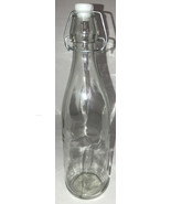 Holiday Xmas Round Clear Glass Decorating Bottle 10 1/3”H-Clamp On Lid-R... - £22.22 GBP