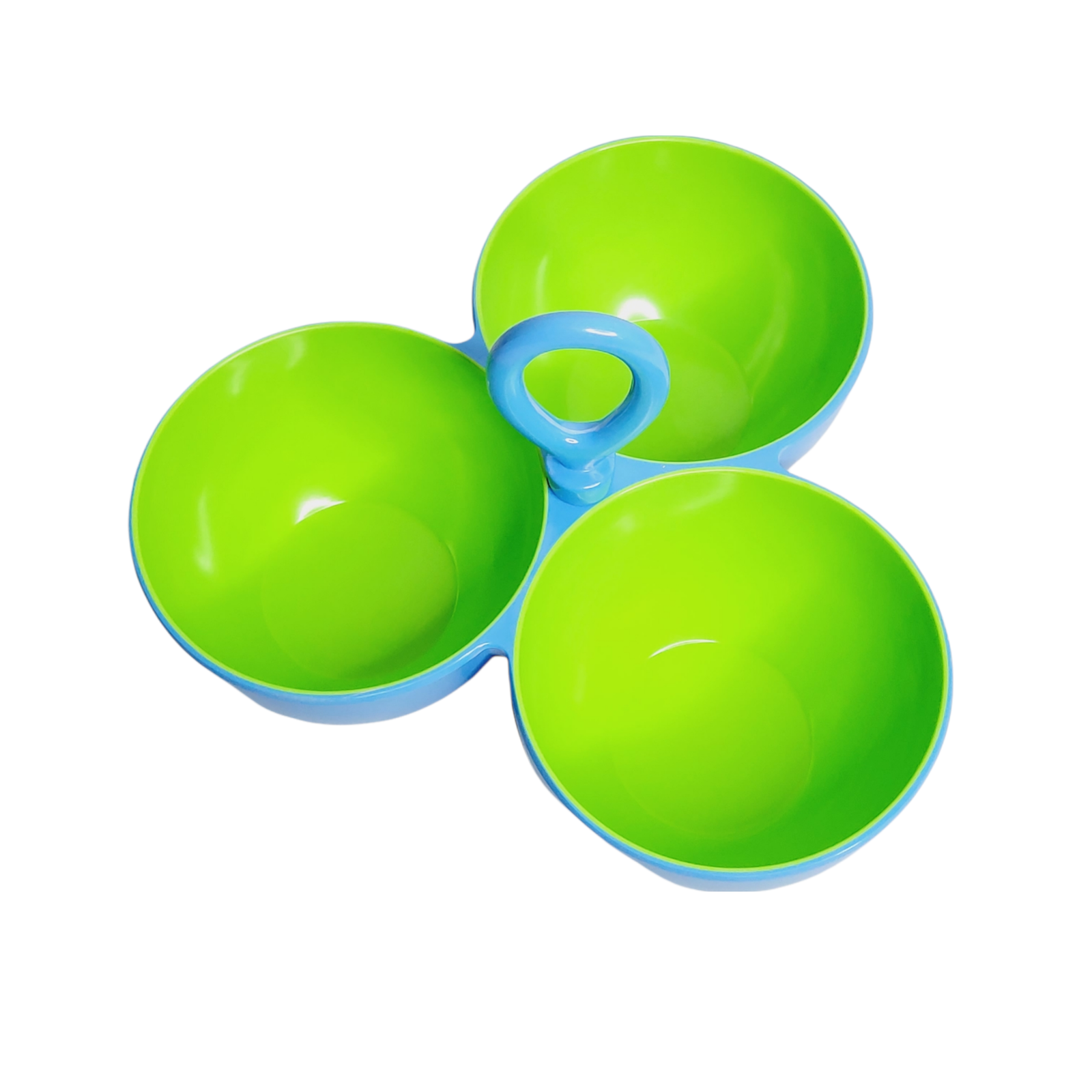 Dennis East Trio Dip Bowl Retro Blue Green Melamine Center Handle Party