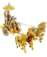 Krishna Arjun On Chariot Made of Brass Warrior Archer Self Standing Scul... - $323.58 CAD