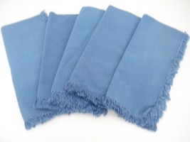 Country Blue Fabric Cloth Dinner Napkins Set of 5 17&quot; x 18&quot; Very Good Condition - £7.79 GBP
